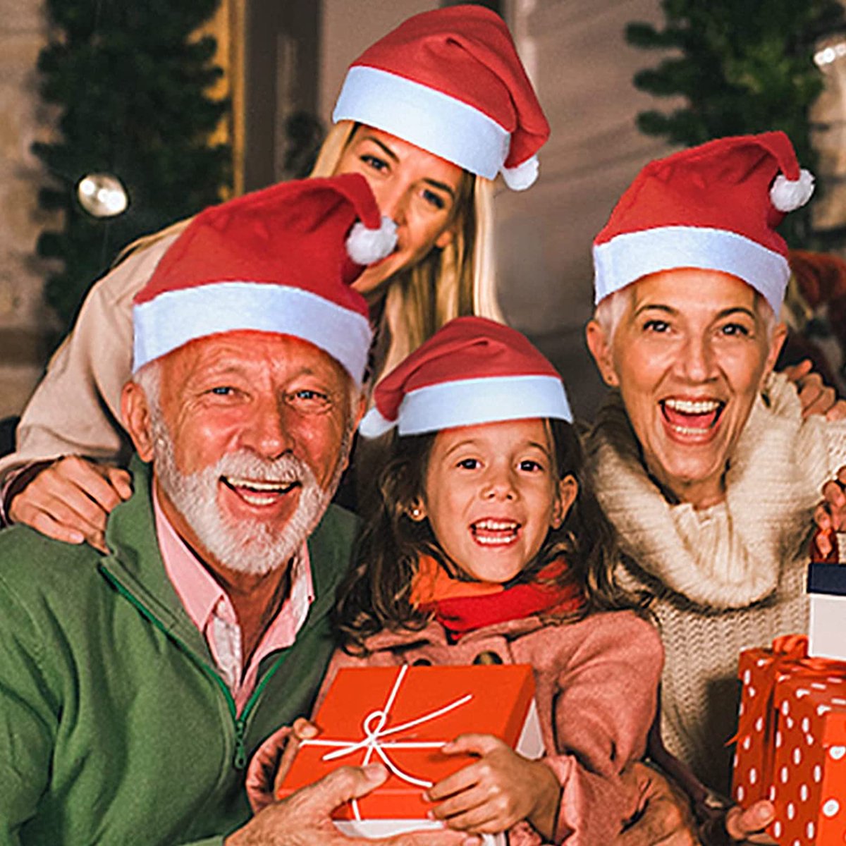 4 stuks Kerstmuts |Merry Christmas |100% Polyester luxe kerstmuts voor kinderen | Kerstmutsen